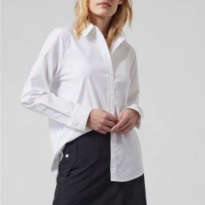 Bright White Athleta Button Down Midtown Shirt